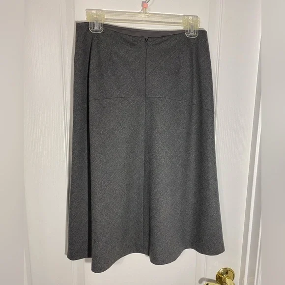 Talbots Drop Waist Fit & Flare Stretch Wool Skirt Gray Petite 4 - Picture 3 of 5